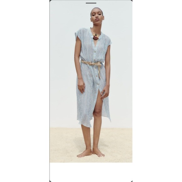 Zara striped belted midi Dress - Picture 2 of 11
